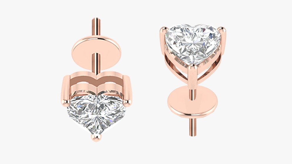 Heart-shaped Diamond Stud - Aranya Diamonds